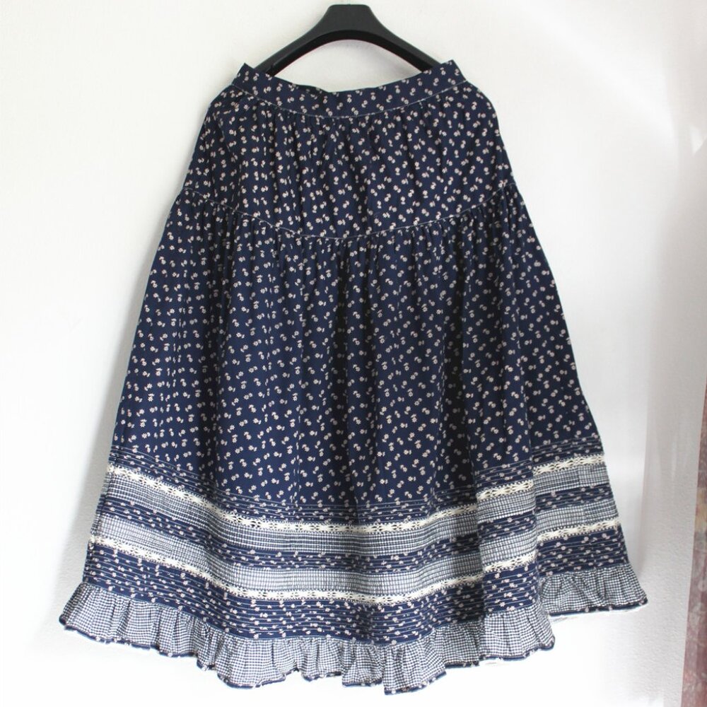 New Doen Rosanna Skirt in Indigo Calico, Size XS - Picture 12 of 15